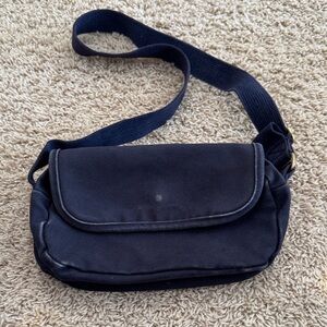 Vintage Lands End Small Navy Blue Canvas Shoulder Purse Bag